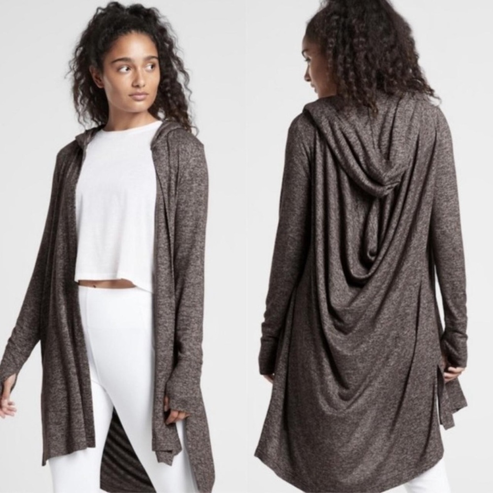 NWOT Athleta Harmony Wrap Open Front Hooded Sweater